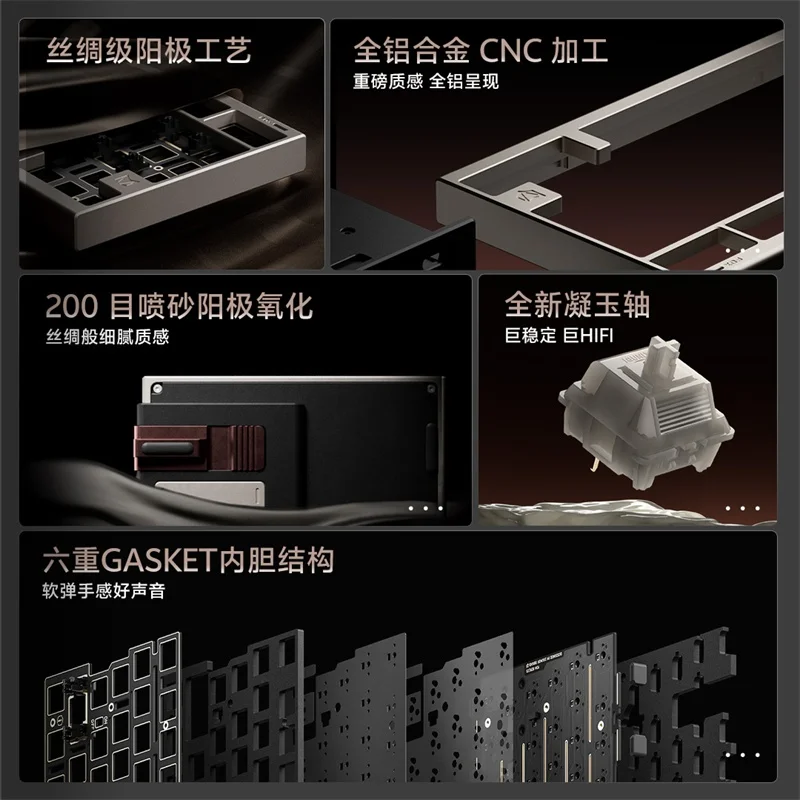 IQUNIX FOX75 FOX80 Mechanical Keyboard CNC Aluminum Shell wired BT 2.4G 3mode Wireless 4000mAh Long Life Battery FR4 RGB