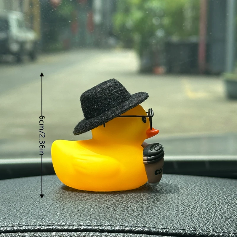 Coffer Car Rubber Duck, Coffee Lover Ducks Yellow Duck Decoration Dashboard with for Car Dashboard Decorations