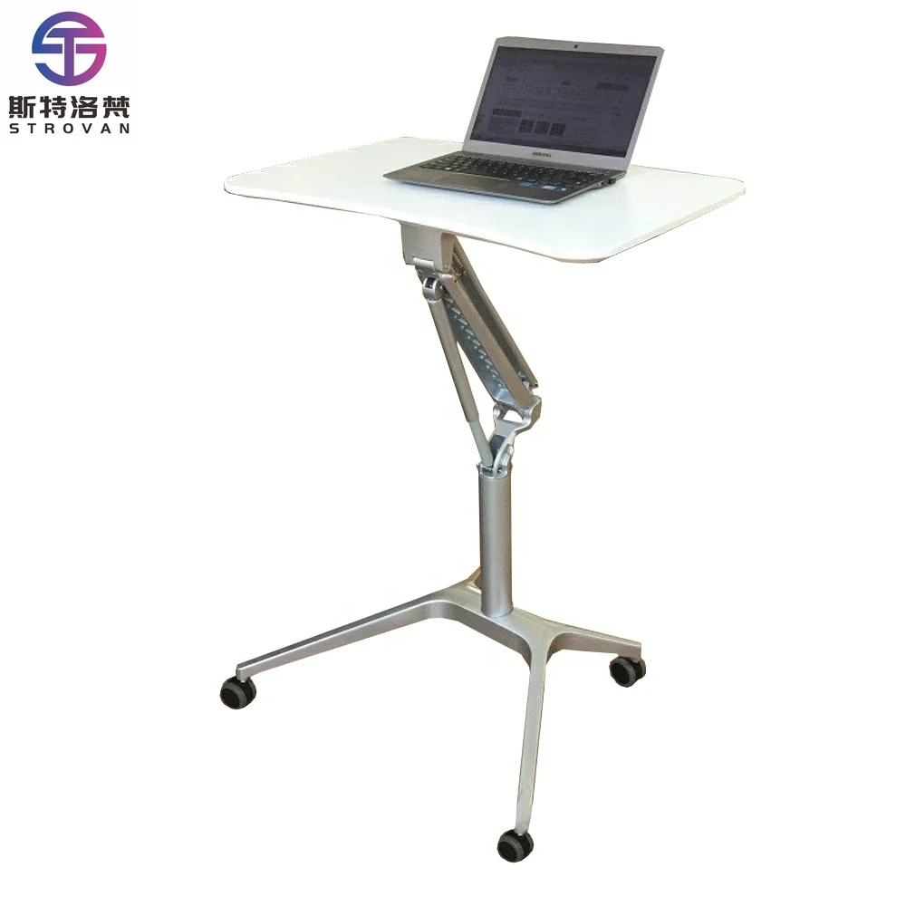 

Пневматическая мобильная рабочая станция-тумба для ноутбука с регулировкой высоты и функцией сидя-стоя