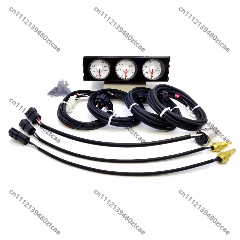 Right Hand Drive Triple Gauge Kit, 3-in-1 Water Temp Oil Temp Oil Pressure Gauge, White Faceplate, Racing Modified Monitoring