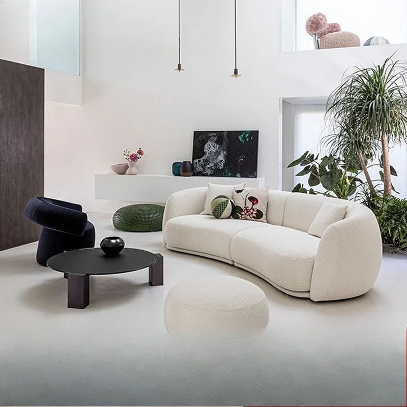 curved sofa small apartment Internet celebrity blogger recommended fabric sofa living room designer furniture