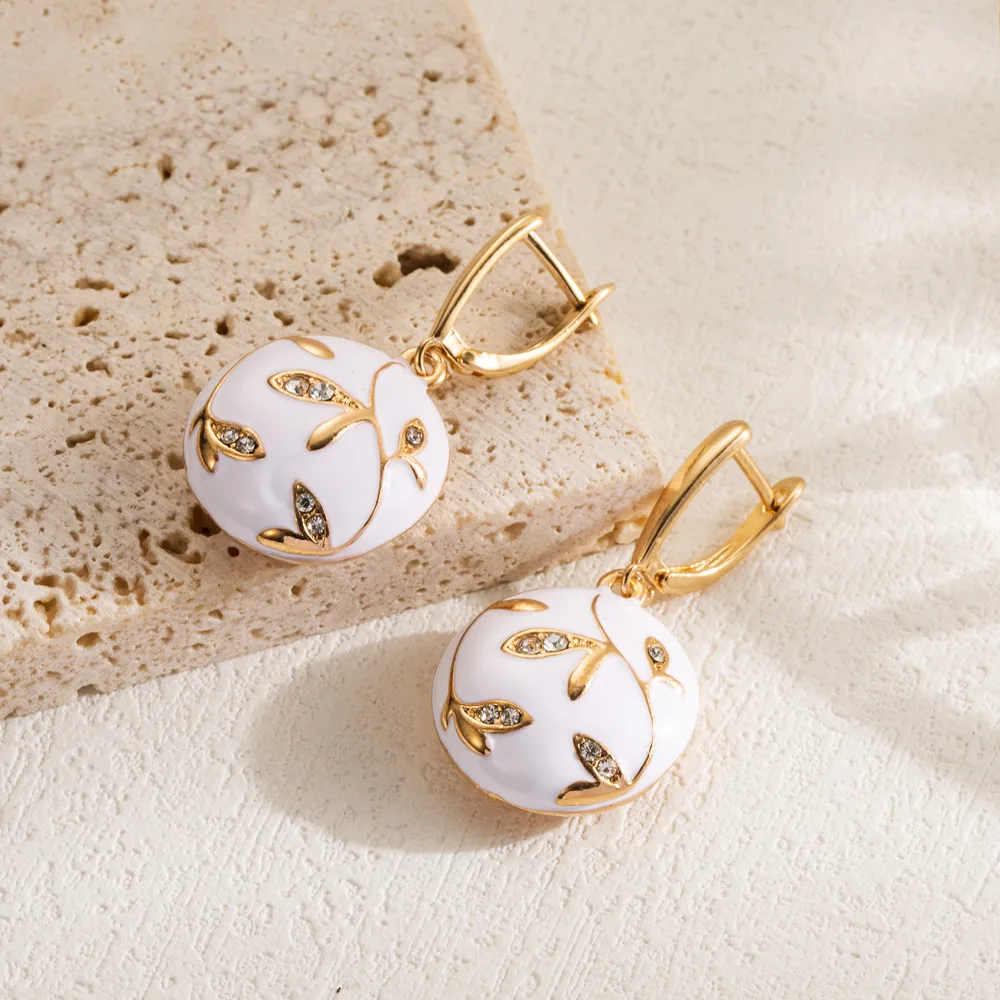 Stainless Steel Drop Glaze Geometric Drop Earrings For Women Trendy Simple Flower Earring Temperament Wedding Party Jewelry Gift