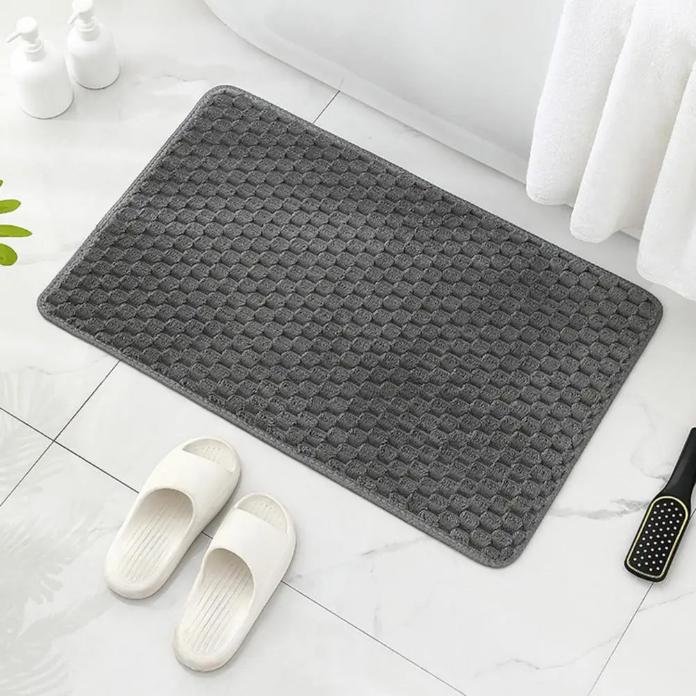 Easy-care Bathroom Rug High Density Anti-slip Bathroom Floor Mat with Quick Absorbent Quick-drying Solid Color 3d for Safety