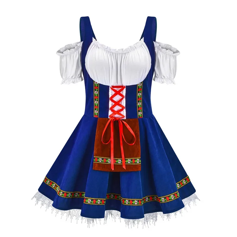 Women Sexy German Oktoberfest Costume Traditional Bavarian Dirndl Dress Beer Maid Outfit Cosplay Halloween Fancy Party Clothing