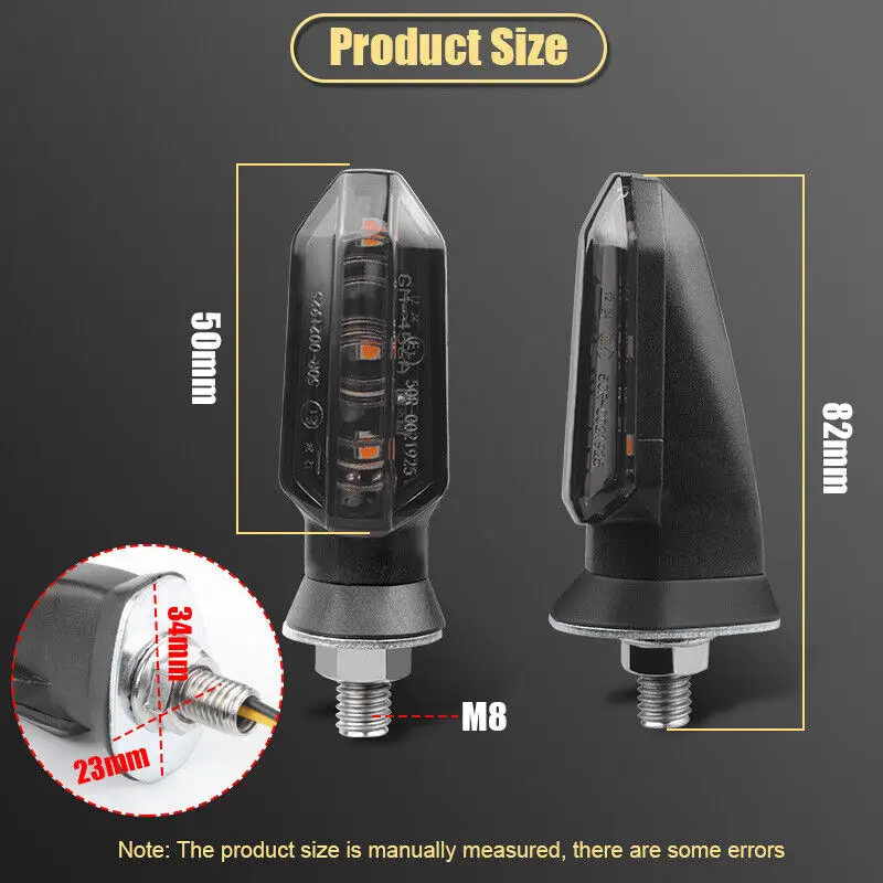 Motorcycle LED Turn Signal Lights Amber Flashing Light Blinker 8mm Mini Turn Signal Lamp 12V Indicator Lamp Motobike Accessories