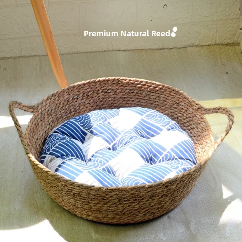 

Универсальная тканая лоза Four Seasons, теплая зимняя коврик для маленького котенка, интегрированный домик для рождения, когтеточка