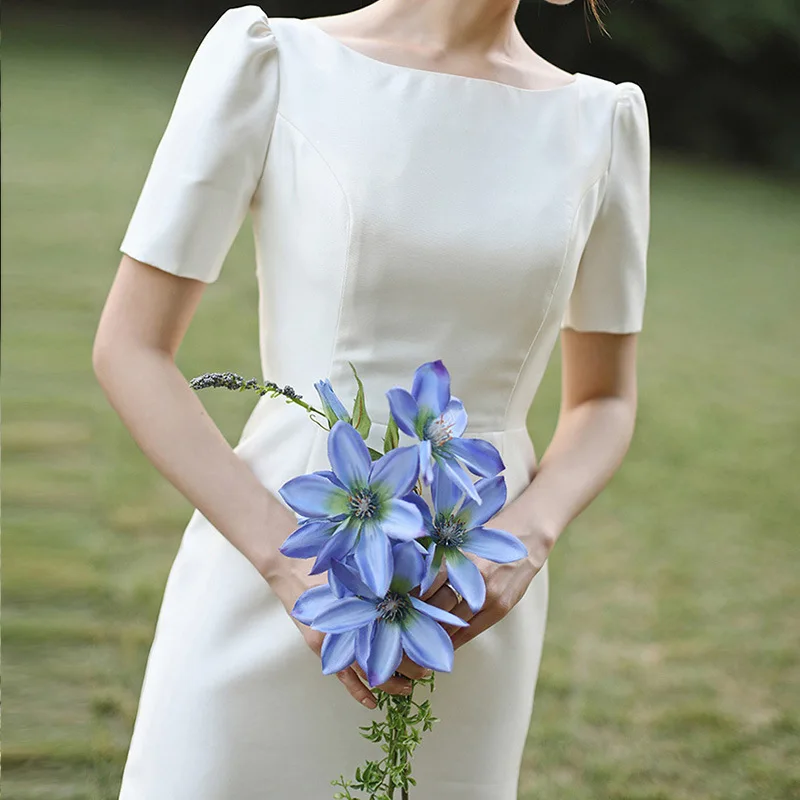 Witte Satijnen Trouwjurken Voor Bruid Elegante Sexy Rugloze Lange Prom Avond Gastenfeest Vrouwen Jurk Zomer Formele Vestidos