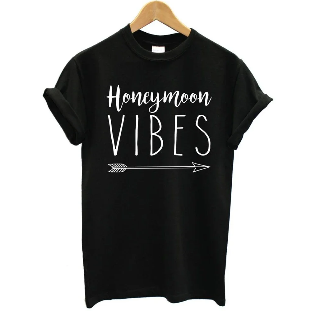 Honeymoon Vibes T-Shirt Honey moon boho just married marriage wifey bride wife husband wedding gift unisex cotton gift