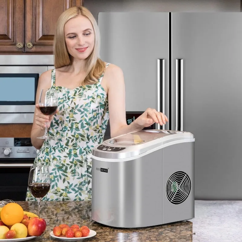 VIVOHOME-Máquina Automática Elétrica Ice Cube Maker, Bancada Compacta Portátil, Colher de Mão e Função Auto Limpeza