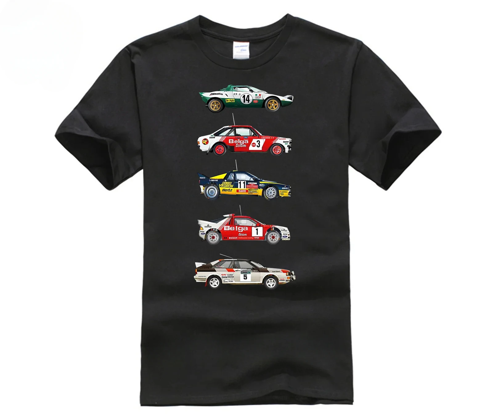 Rally cars from the 70 80th alain jamar man\'s t-shirt car moto tee clothes