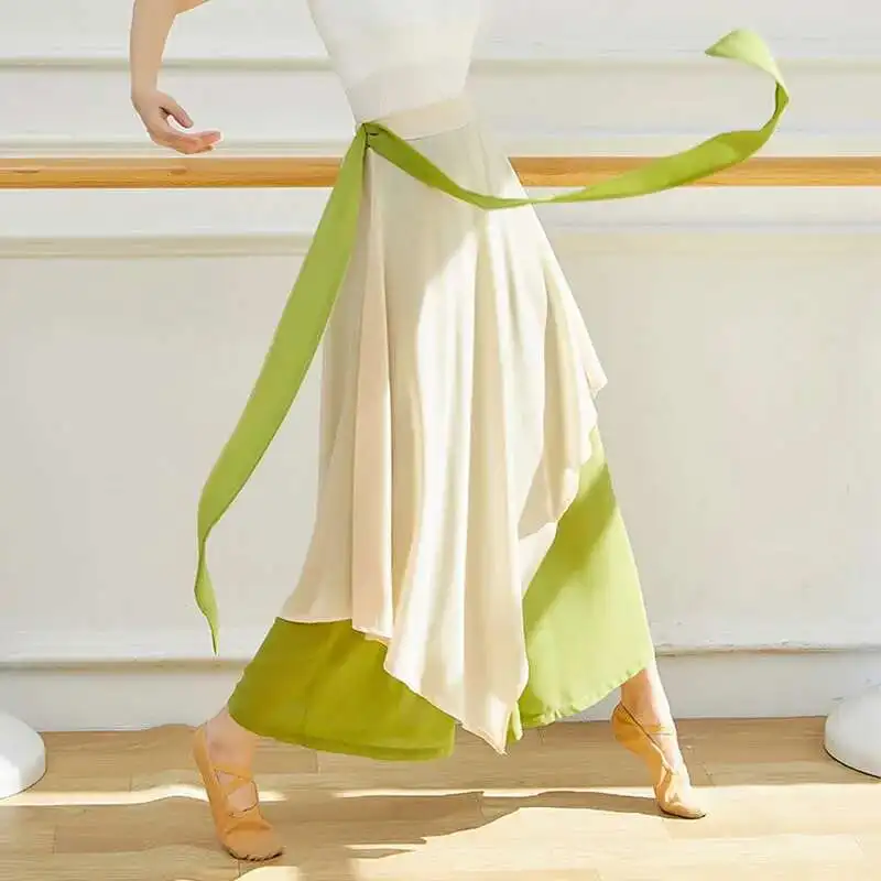 

New Chinese Dance Pants Women Loose Flowing Chiffon Culottes Classical Dance Performance Clothing Practice Wide Leg Pants