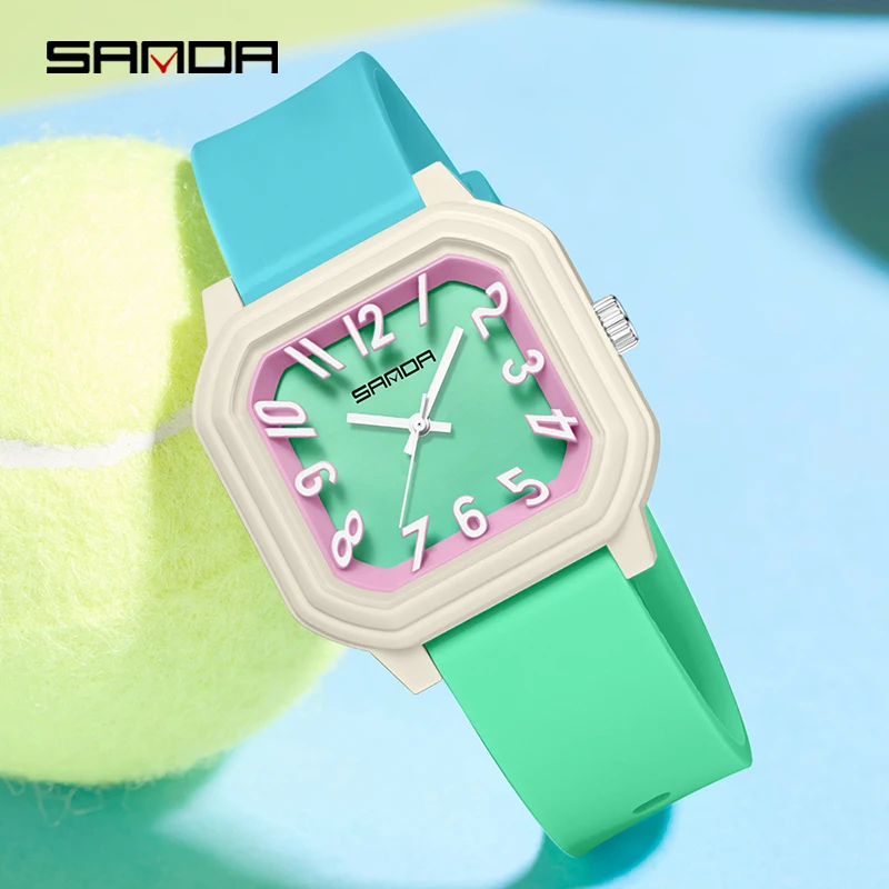 SANDA 9084 أزياء الطلاب كوارتز ساعة بسيطة للماء سيليكون حزام عارضة الرياضة بنين بنات الساعات reloj niño
