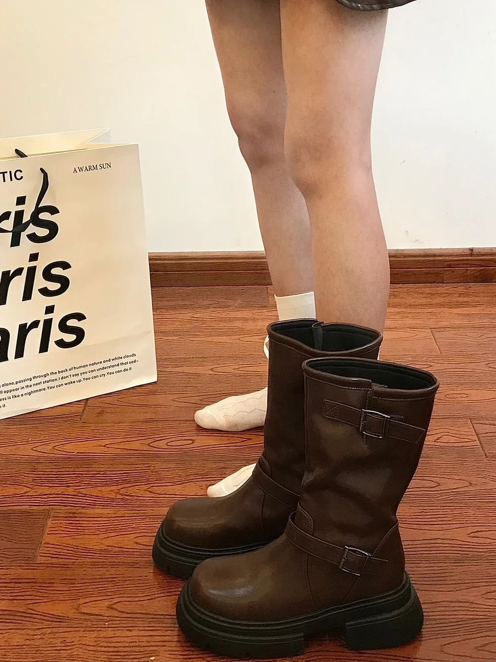 

Western Sle Thi Heel Long Boots Women's 2025 New Knight Boots above Knee High Waterproof Platform PU Leather Boots