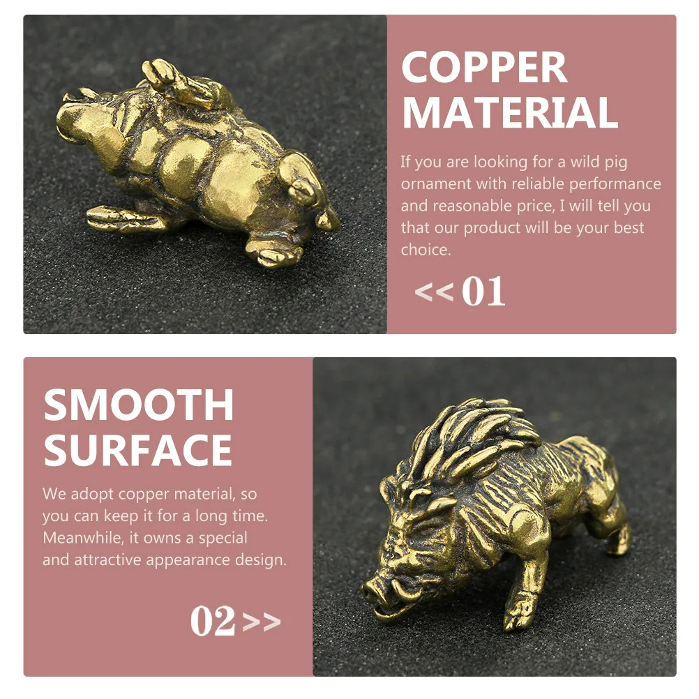 Pure Copper Wild Pig Shape Adornment Desktop Decor Creative Decorative Statue Home Office Creative Desktop Adornment