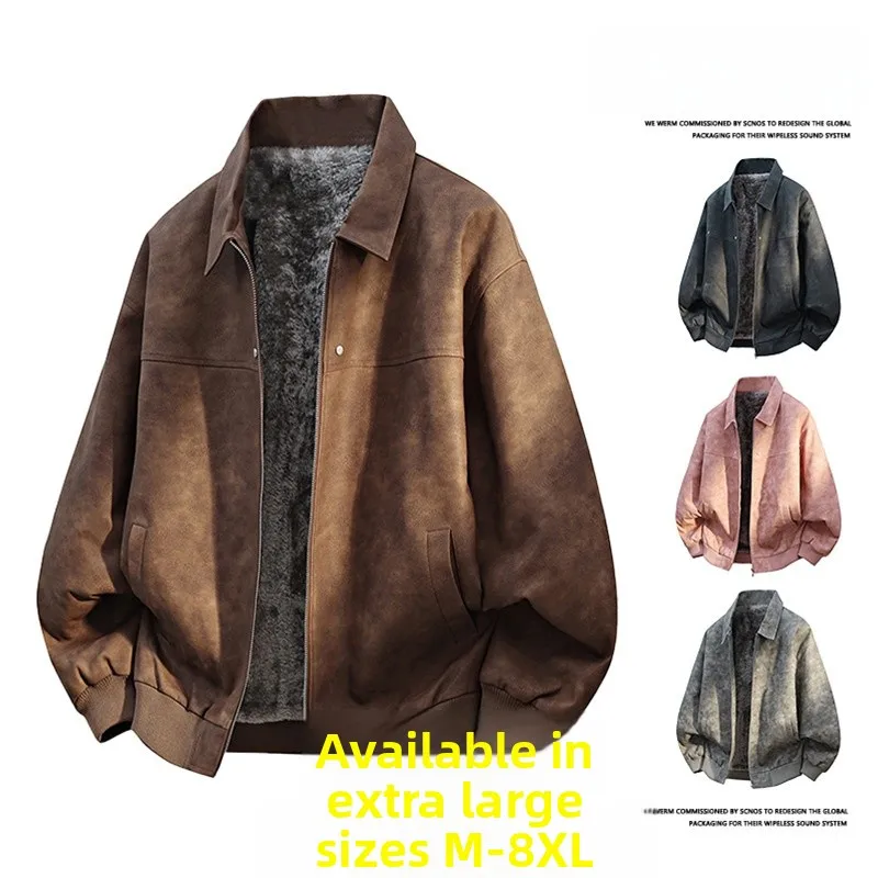 

plus Size Men's Leather Jaet Biker Collar Coat Thiened Autumn Winter New Sle Casual Faion Men's Cotton Jaet Coat