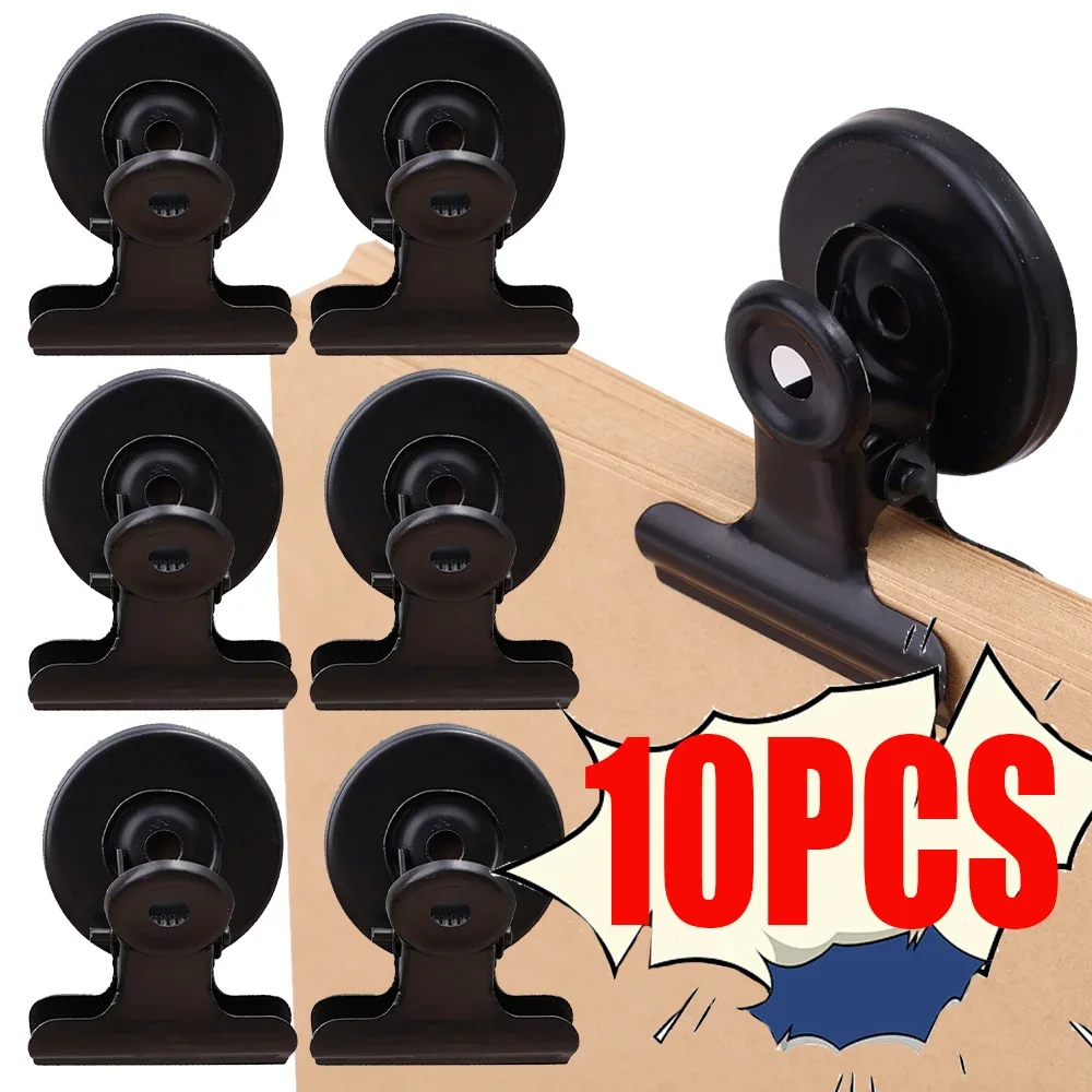 Pince magnétique noire pour réfrigérateur, clip à ventouse pour photos, aimants muraux pour recettes, mémo, note, porte-message, fournitures de bureau