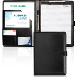 A4 Leather Clipboard Folder Padfolio Business Resume File Folder Padfolio Clipboard Interview Conference Document File Organizer
