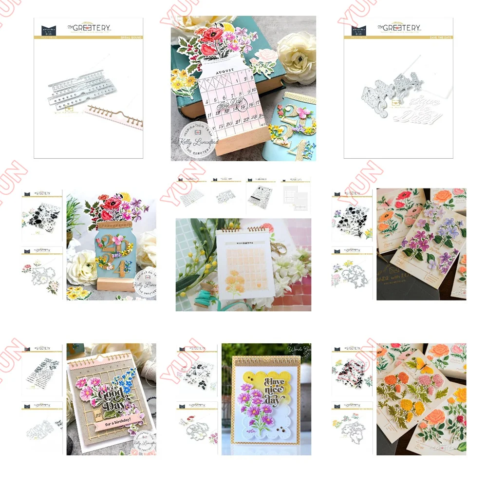 

One Fine Day Word Stamps Seal Birthday Fresh Flower Calendar Metal Cutting Dies Stencils DIY Scrapbooking Paper Cards Diary Mold