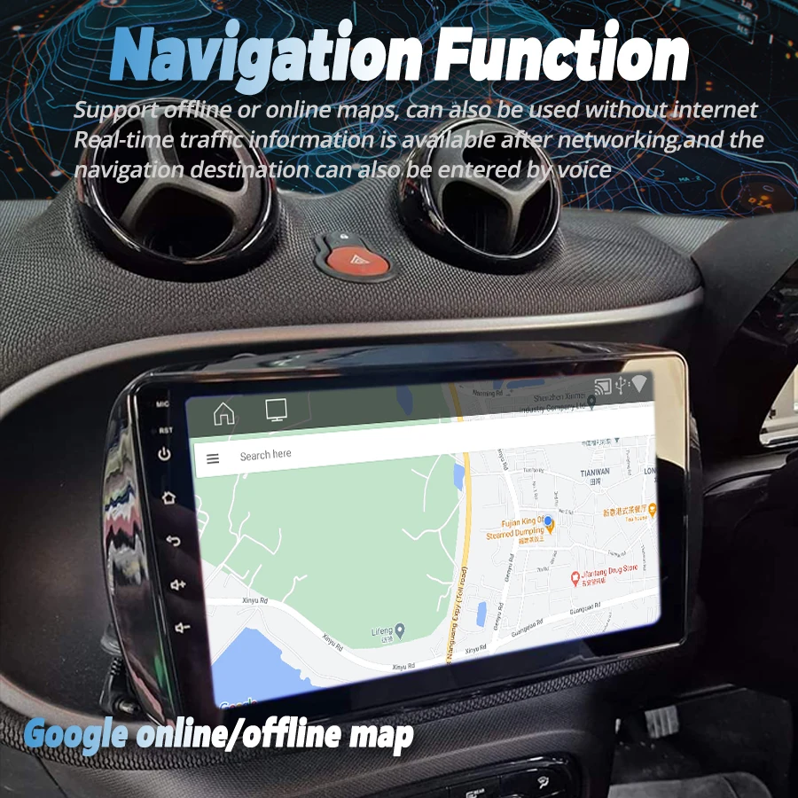 Leitor de vídeo multimídia automotivo, rádio estéreo, navegação GPS, Android 13, CarPlay para Mercedes Benz Smart 453, Fortwo, 2014-2020