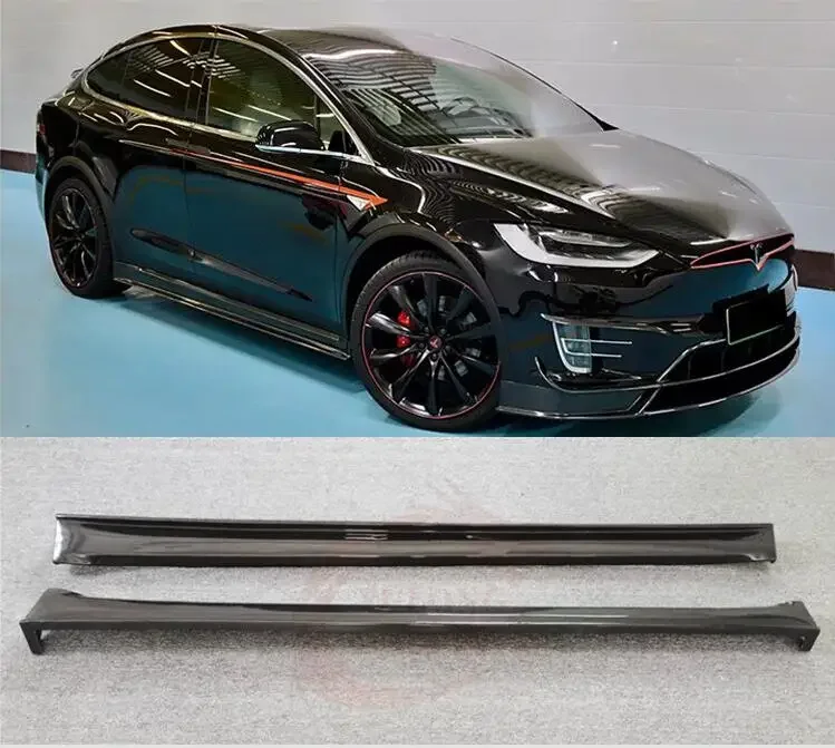 For Tesla MODEL X 2016 2017 2018 2019 2020 2021 Carbon Fiber Side Skirts Body Kit lip Cover