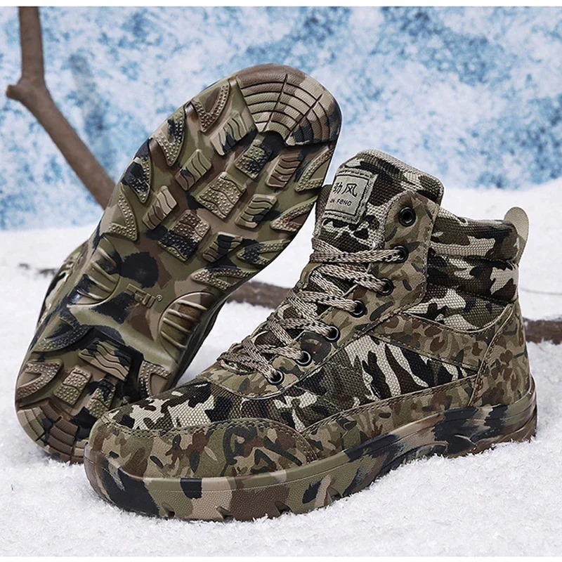 Men\'s Boots Winter Combat Shoes For Men Outdoor Sport Climb Mountains Cross Country Camouflage Men Sneakers masculinos