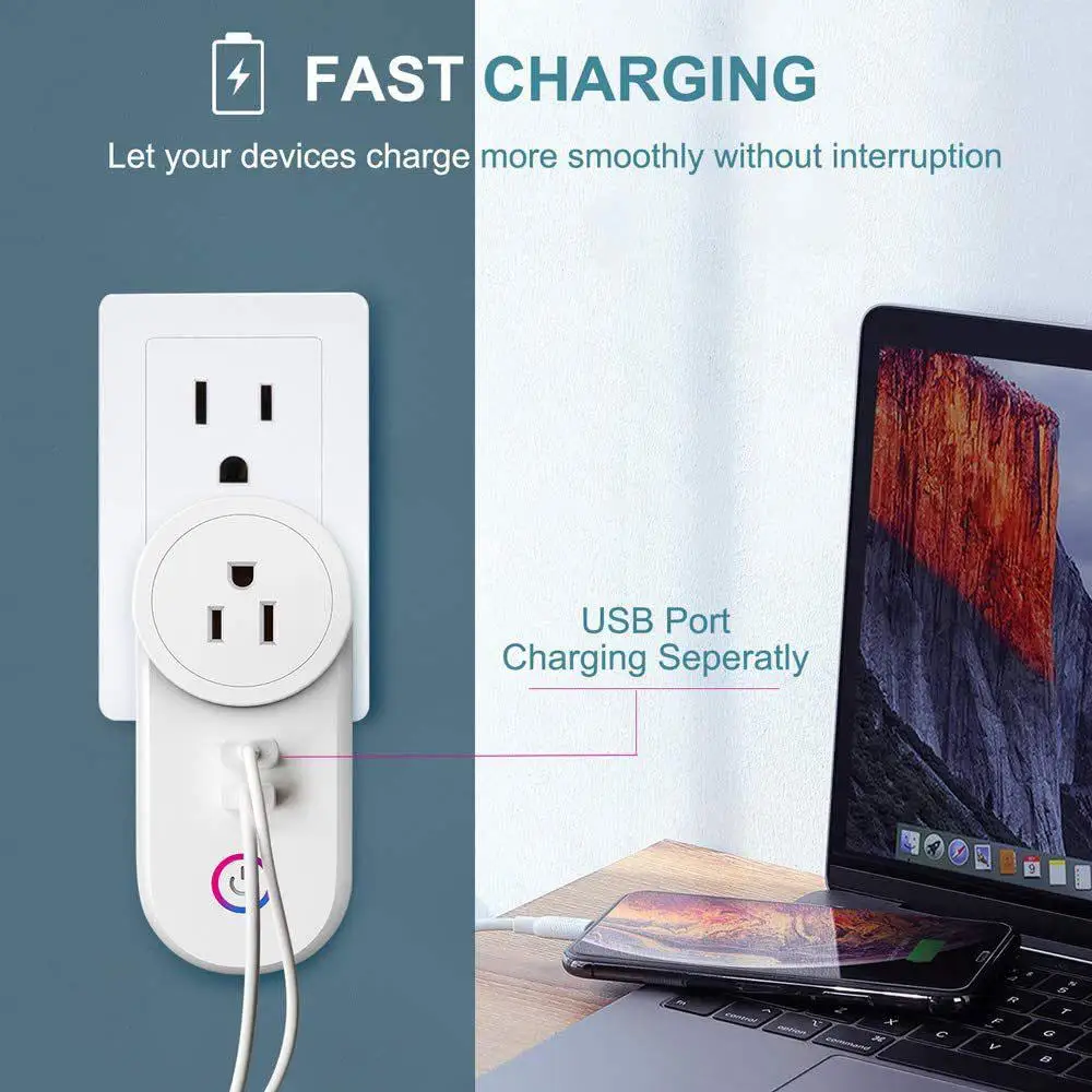 Power Plug Electrical 2 USB Ports Fast Charge Outlet Multitap Electrical EU US AU UK France Brazil Plug For Homekit CozyLife APP