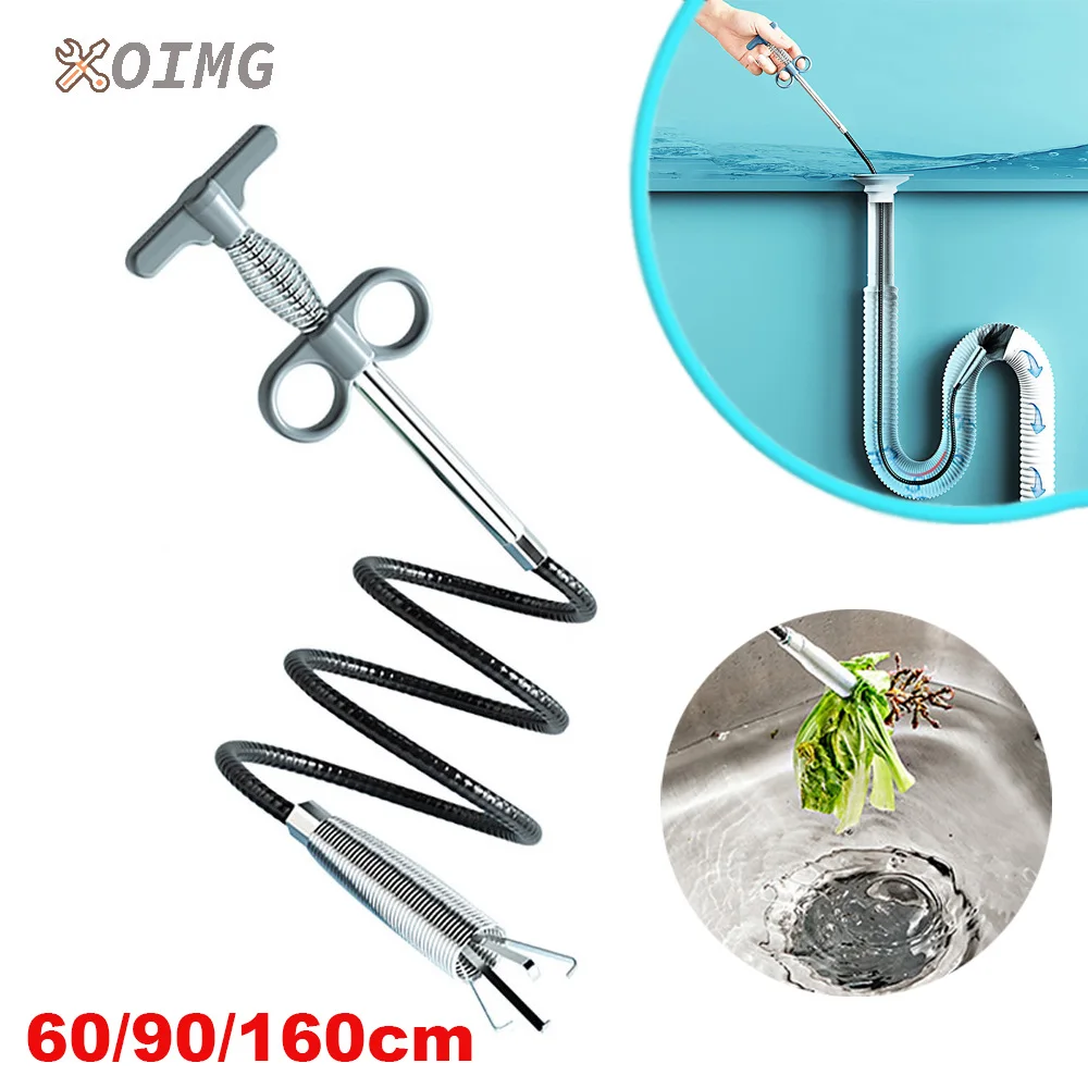 Bathroom Kitchen Accessories 60/90/160mm Sewer Pipe Unblocker Snake Spring Pipe Unblock Tools Hair Sewer Sink Pipe Cleaning Tool