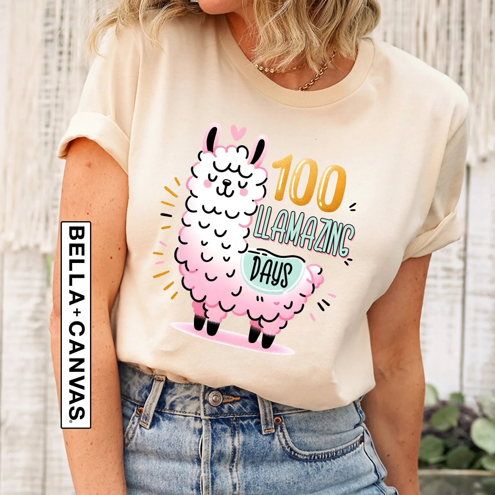 

Футболка «100 Llamazing Days» Funny of School Brighter StudenT Back to For Teacher