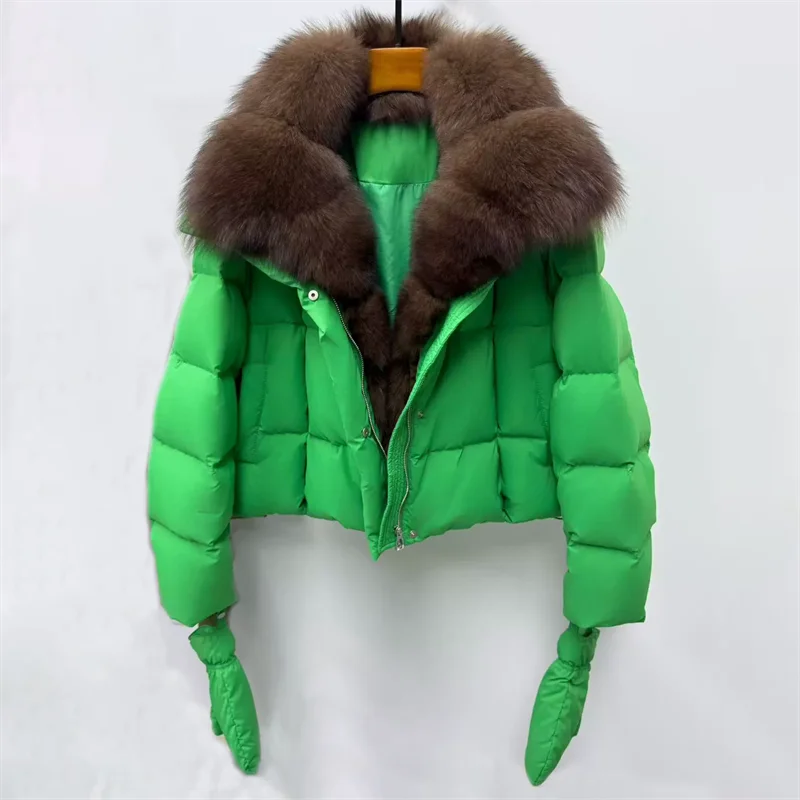سترة نسائية أسفل معاطف جديدة من ريش البط الأبيض لشتاء 2025 معطف فرو الثعلب الحقيقي معطف سميك دافئ y2k معاطف نسائية #2