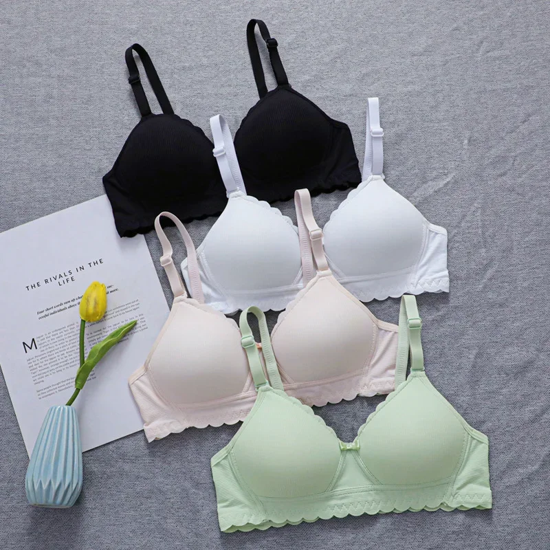 

New Thin Wireless Bra Girl Bra Gather Adjustable Lace Bow Student Comfortable Girl Bra Teenage Girls Clothing