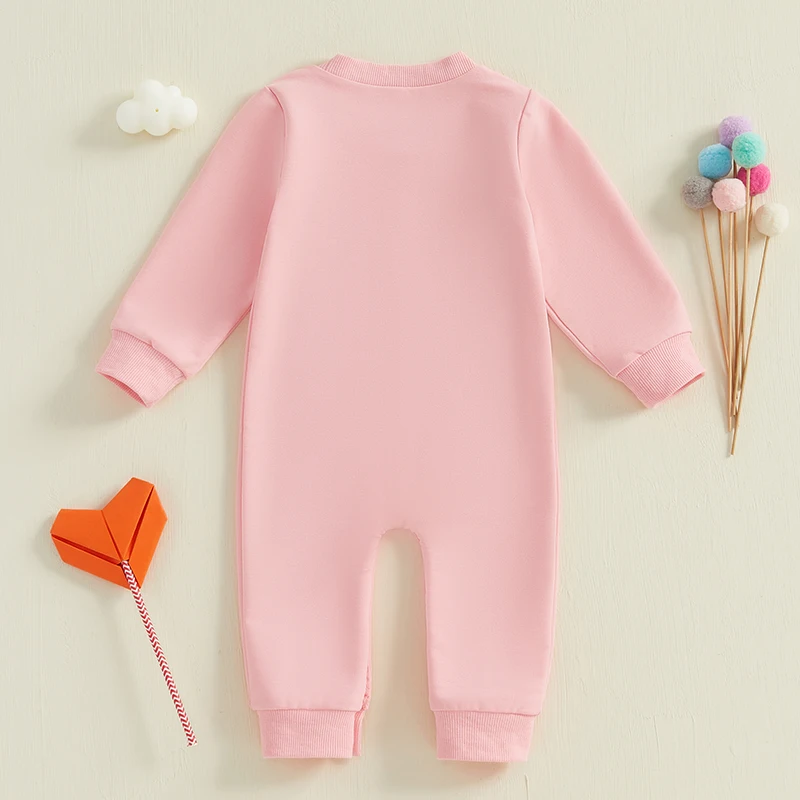 2024-10-17 Lioraitiin 0-18M Toddler Baby Girls Valentines Romper Casual Letter Heart Embroidery Long Sleeve Jumpsuits Clothes