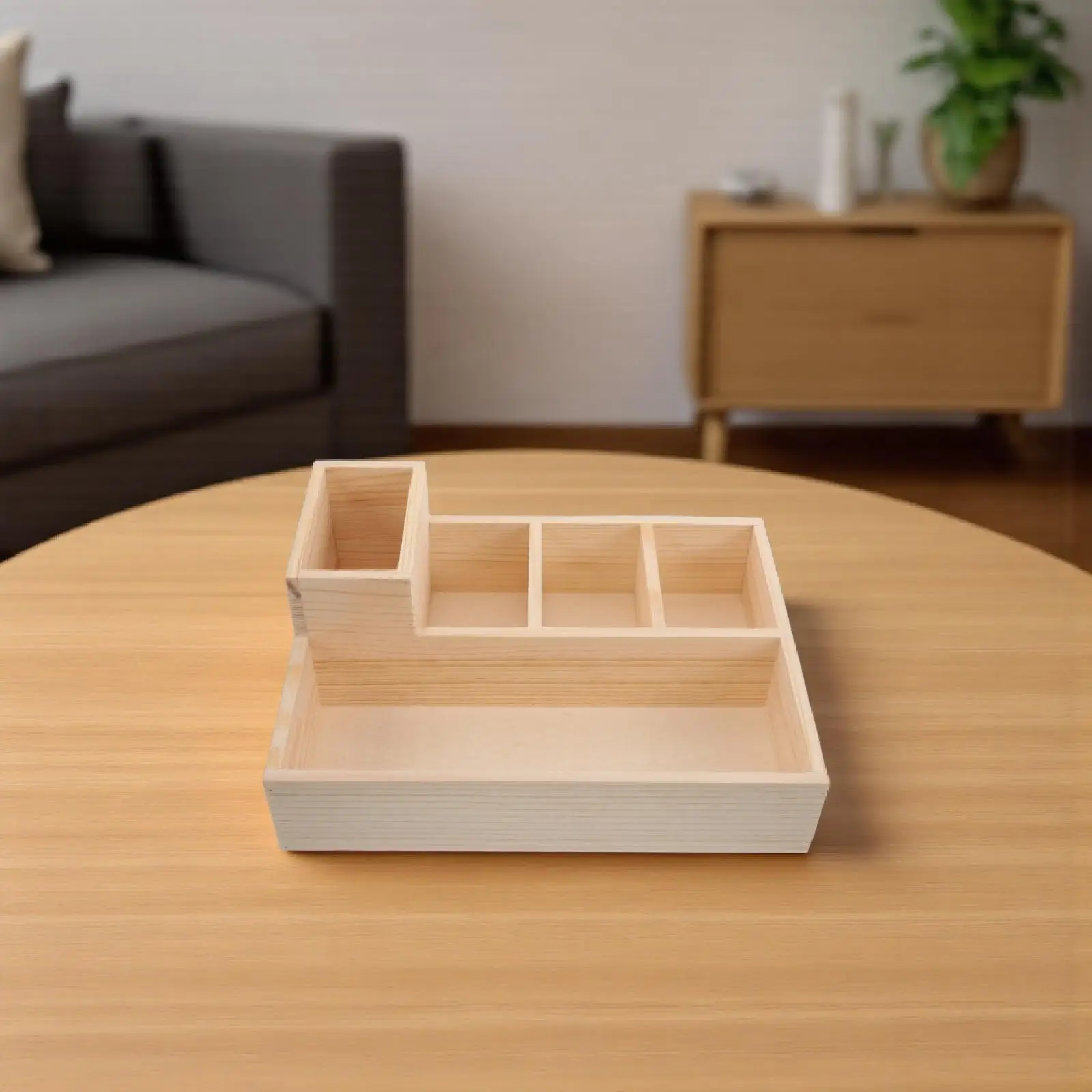 

Wooden Organizer Box Multi Compartment Storage Container For Desk Jewelry Craft Sorting Natural Wood Desktop Tray