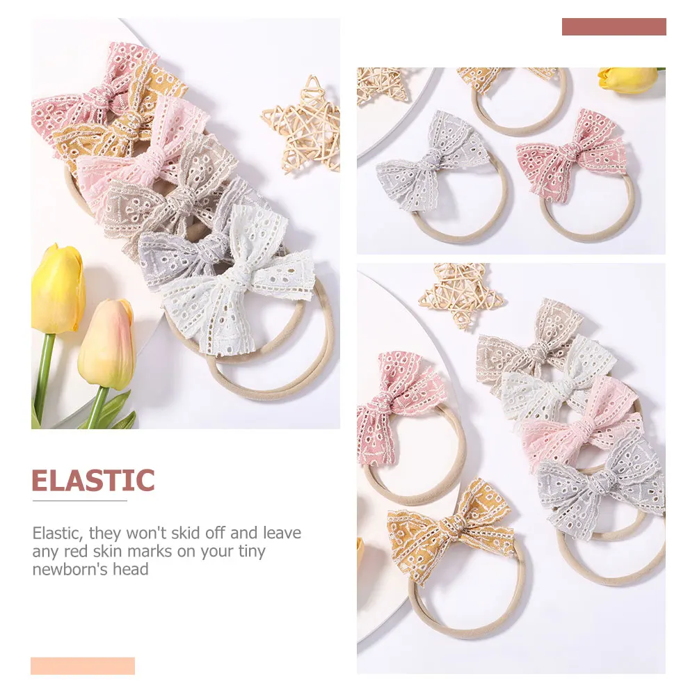 

6 pcs Newborn Headbands For Girls Girl Baby Girl Bows Fabric Hairband Newborn Bows Toddler Elastic Soft Stretchy Gifts