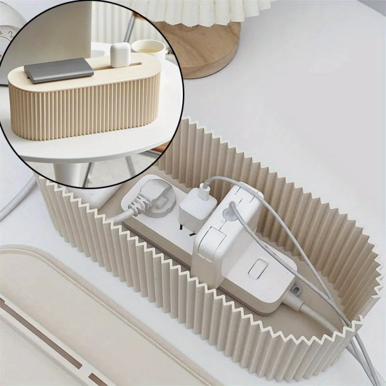 Style Plastic  Box for Plug Board, Cable Organizer, Wireless WiFi Router, Data Line Holder with Desktop Shelf - 1pc