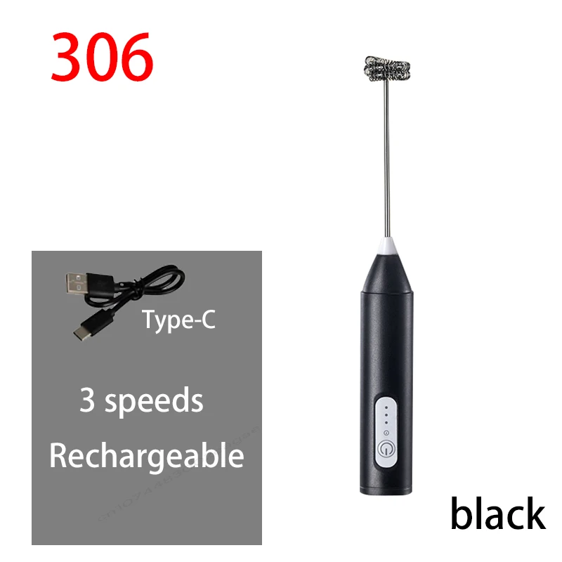 HOT Elektrische Melkopschuimer + Eiklopper Draadloos Type-C Opladen 3 Snelheden Mini Handheld Schuimmaker Koffie Garde Koken Gereedschap