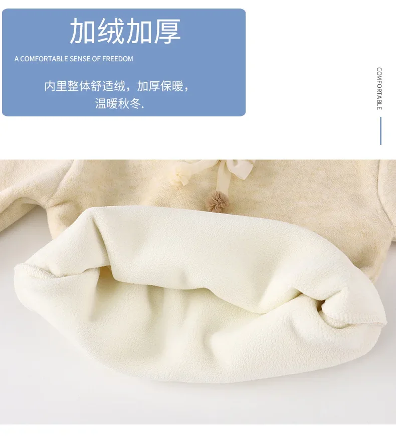 Neues Kinder-Rollkragen-Unterhemd, warmes, mit Fleece gefüttertes Langarm-Unterhemd, verdickte Baby-Basis-Schicht, Kinder-Schleifen-Spitzenkragen – Detail 7