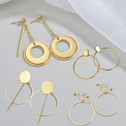 Simple Round Earrings High-End Stainless Steel Jewelry for Women Girl Dating Gold Color Ear Stud Birthday Party Gift Accessories