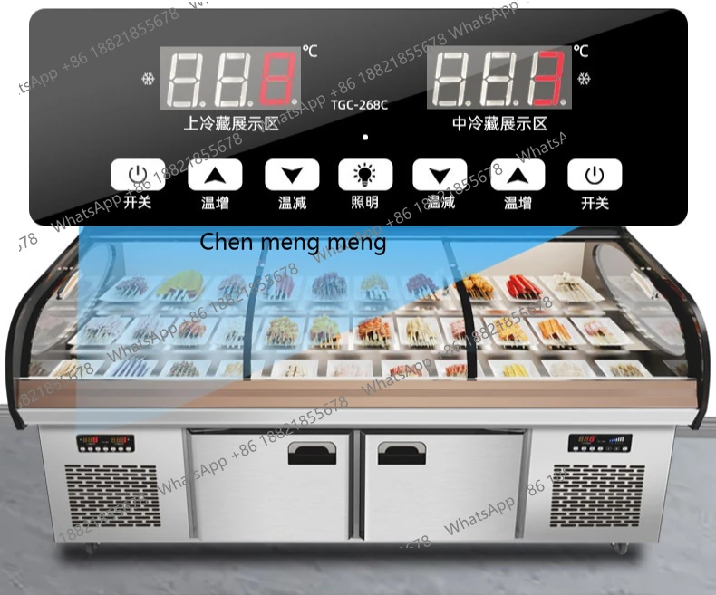 

Three temperature five steps six barbecue display cabinet refrigerated frozen refrigerator commercial fresh ordering cabinet