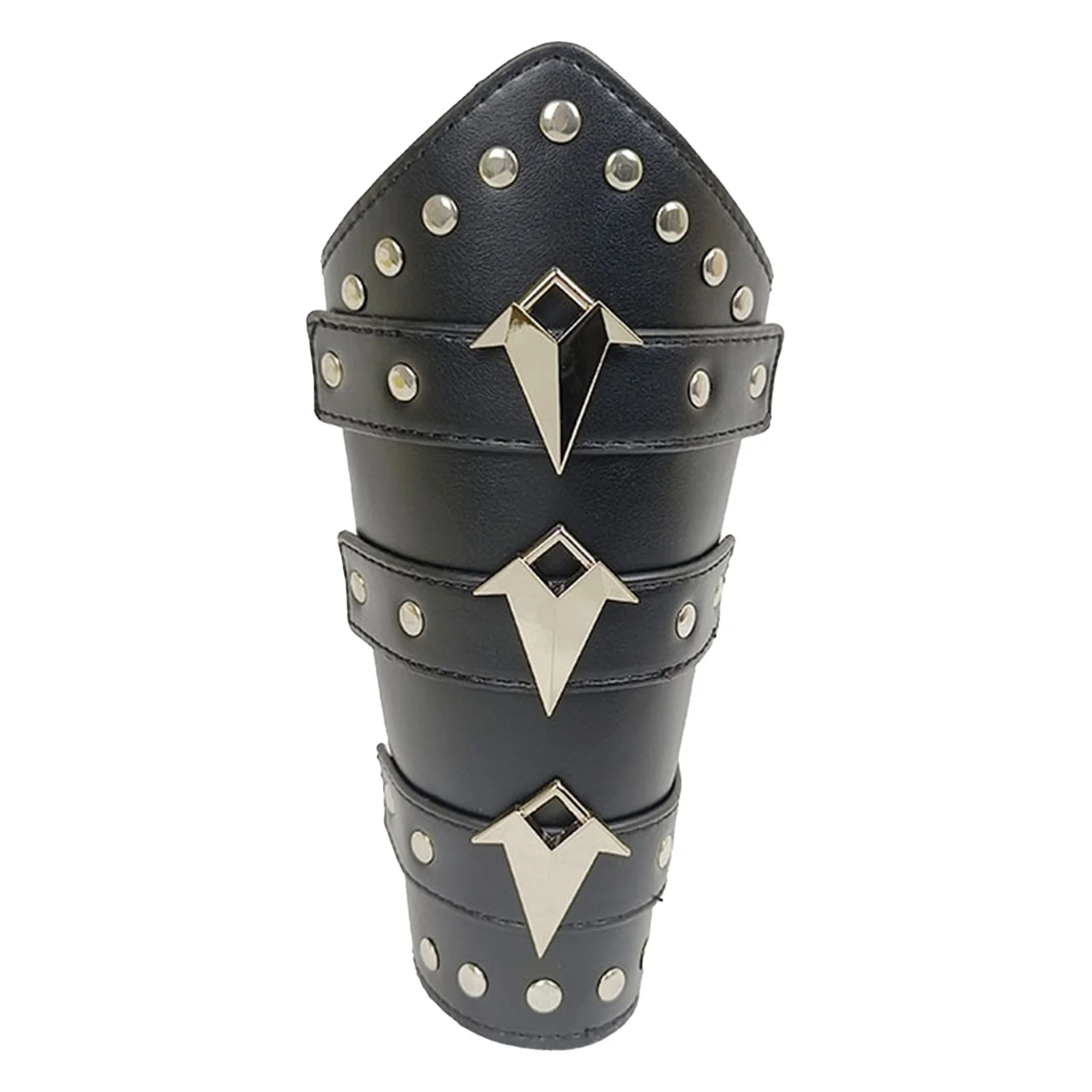 Vintage Medieval Punk Style Faux Leather Knight Archer Gauntlets Wrist Sleeve Arm Guards for Men Halloween Cosplay Accessories