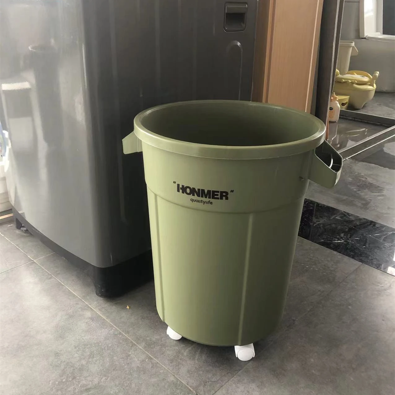 Cubo de Basura Doméstico de Gran Capacidad con Ruedas para Cocina y Sala de Estar, Cubo de Basura Móvil para Baño de Alto Val...