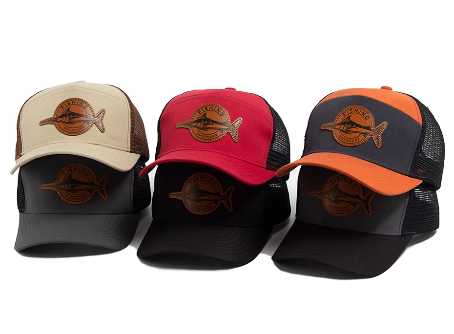 Shark Leather Label Herren-Baseballkappe, lässig, 7-teilig, Trucker-Mütze, modisch, Hip-Hop, Mesh-Kappen, Sommer, Damen, Visierhüte, Unisex – Detail 1
