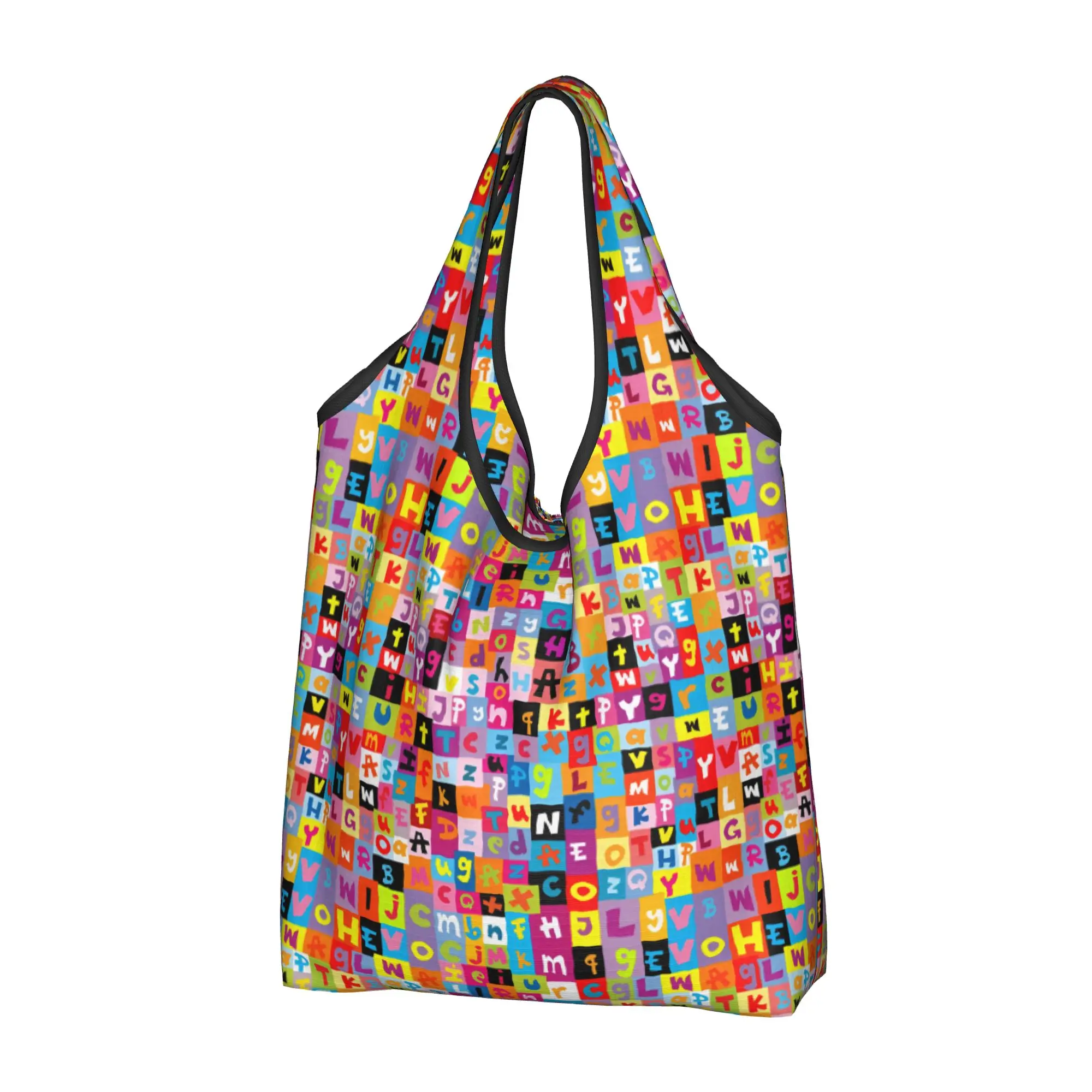 A-Alphabetes Hot Cartoon Groceries Shopping Tote Bags Women Fashion  Shopper Shoulder Bags Big Capacity Handbag