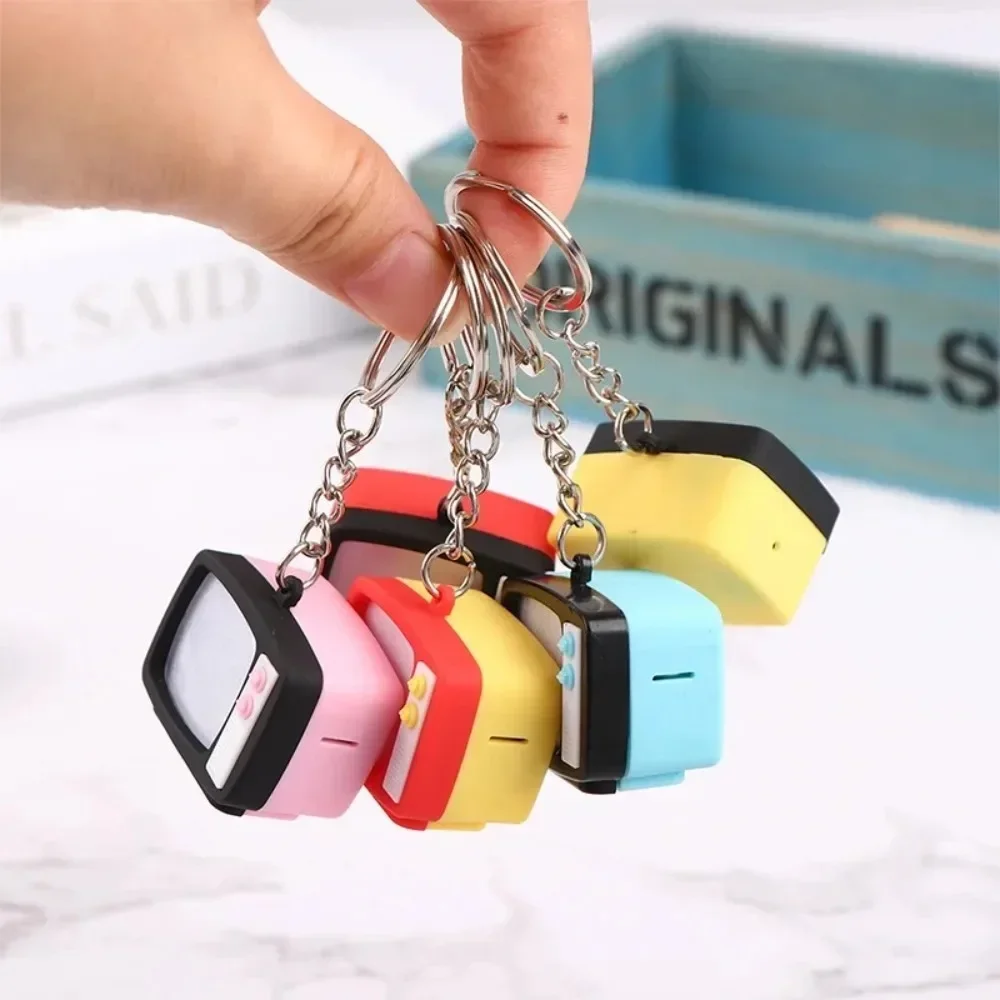 Retro Creative Miniature TV LED Keychain Model Toy Pendant Children's Home Decor Theme Key Accessory