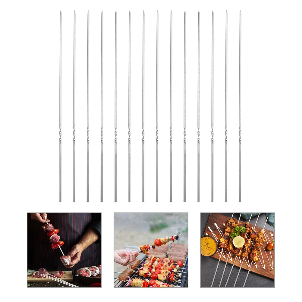 

20Pcs Stainless Steel Kebab Sticks Non Slip Insulated Safe Comfortable Use for Meat Vegetables Outdoor Bbq Party