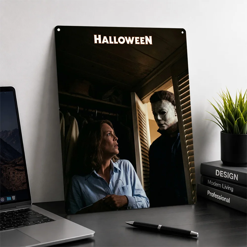 Halloween Movie Featuring Michael Myers 3D Texture Printed Poster Custom Vintage Metal Tin Plate Sign for Wall Art Decor Luxury
