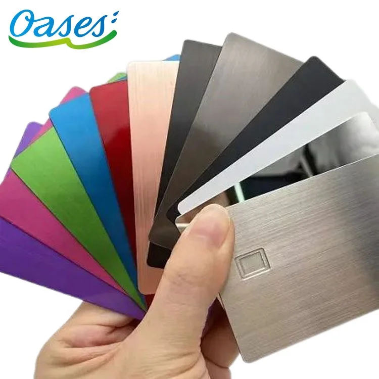 Customized query Customized Creative Laser Engraved Stainless Steel Electroplating Shiny Rainbow Mirror Metal Credit Debit Blank