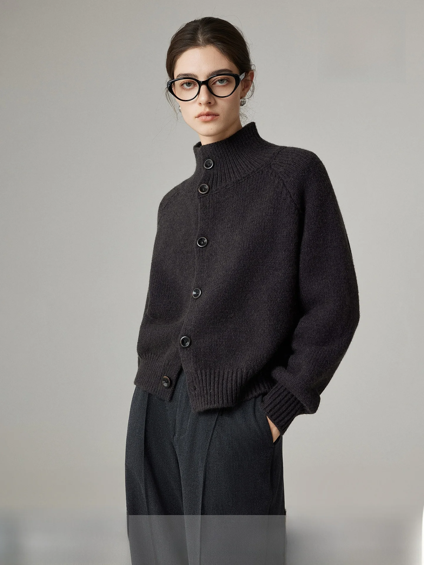 

Женский кардиган Yake Home Bla с высоким воротником, свободный, повседневный, утепленный, мягкий, уютный, на осень-зиму, модный