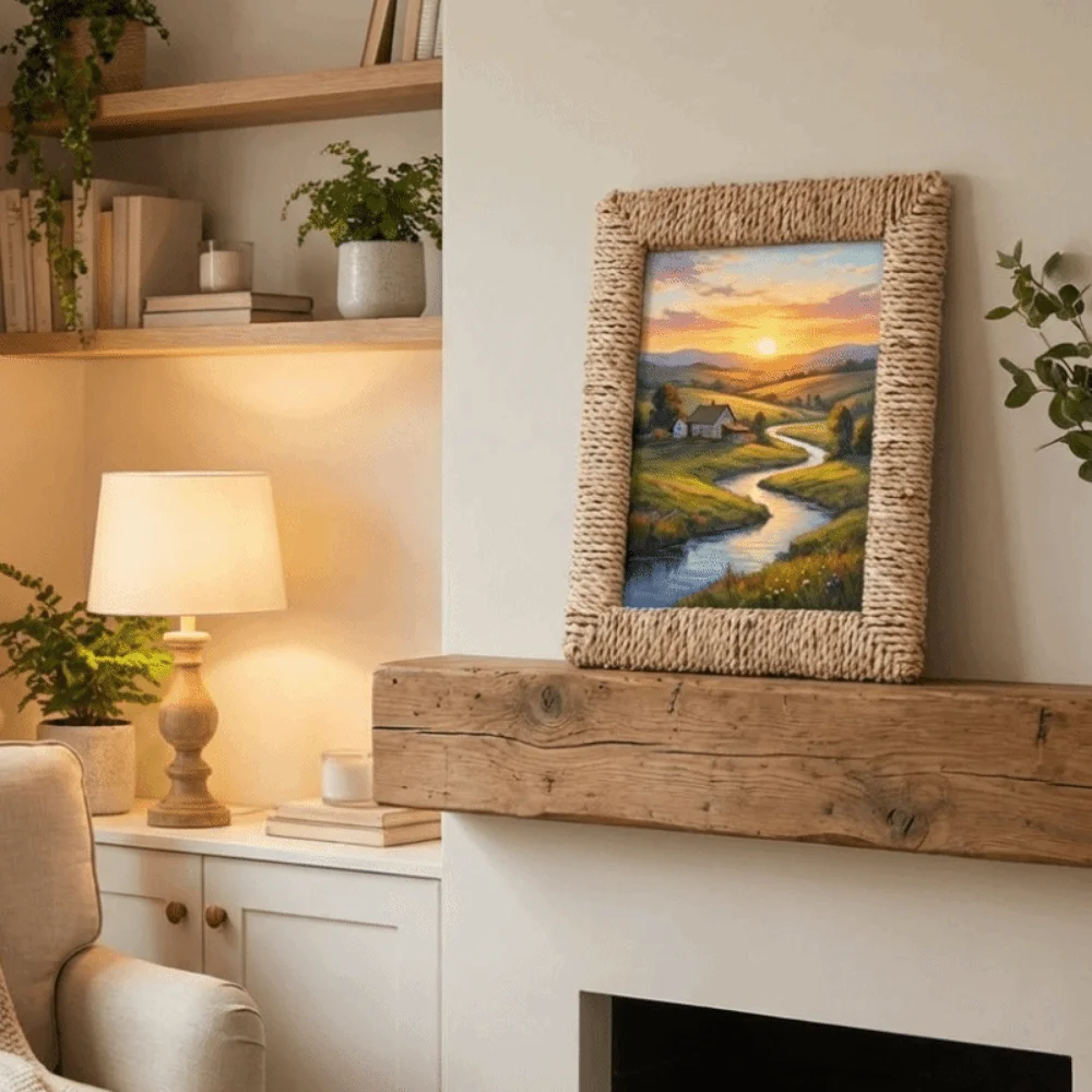Creative Rustic Woven Photo Frame Natural Handmade Vintage Picture Frame Easy To Install Unique Tabletop Photo Frame Wall Decor