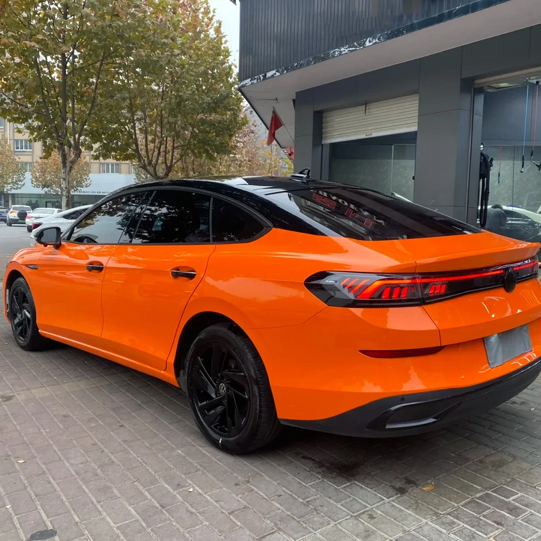 PET lucido metallizzato arancione pellicola per tutto il corpo rotolo di bolle d'aria pellicola protettiva per vernice vinilica per autoveicoli pellicola protettiva per auto