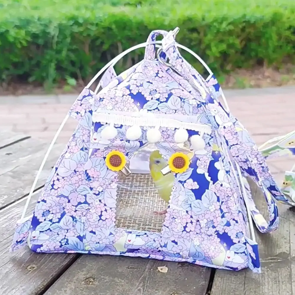 

Triangular Bird Nest Hanging Cage Breathable Rainproof Hanging Tent Stable Portable Bird Hammock Houses Bird Standing Rest